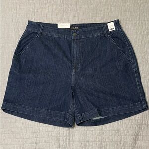 Judy Blue Trouser Fit High Waist Dark Blue Denim Jean Shorts Size 2XL Casual